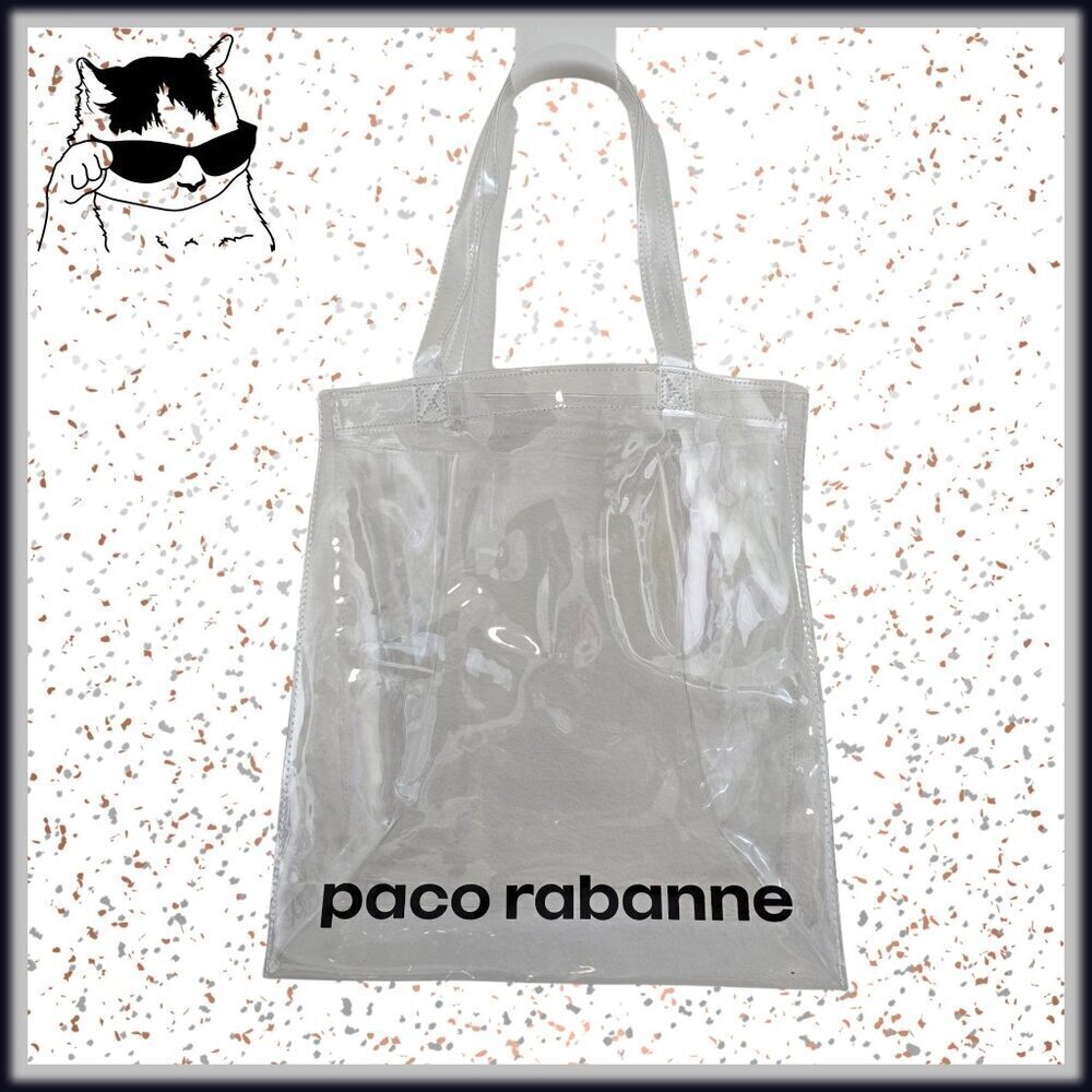 Paco Rabanne Clear PVC Tote with Gray Insert and Black Logo